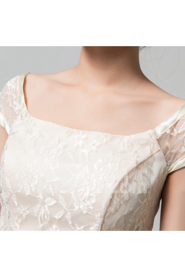 Lace Square Neckline Short A-line Dress with Bow