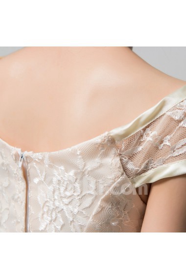 Lace Square Neckline Short A-line Dress with Bow