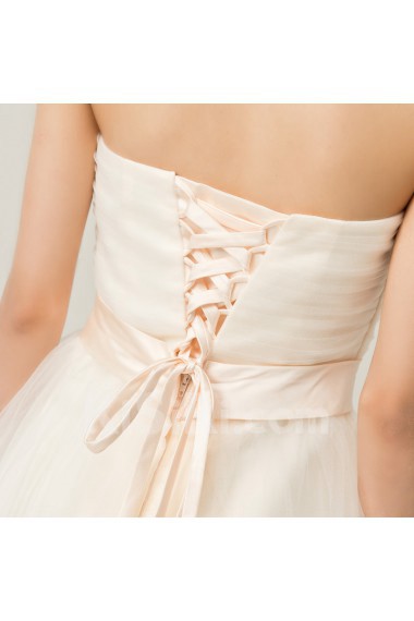 Net Strapless Short A-line Dress with Bow