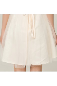 Net Strapless Short A-line Dress with Bow