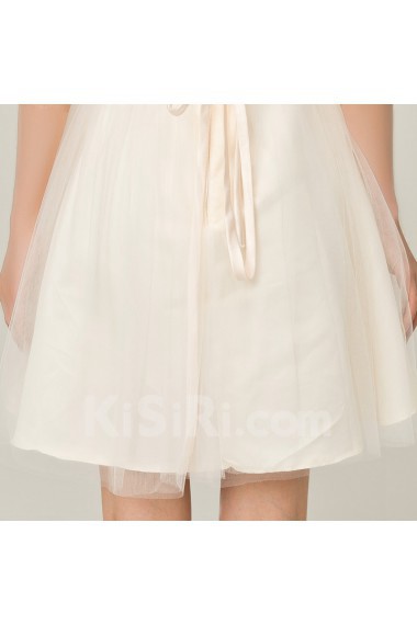Net Strapless Short A-line Dress with Bow