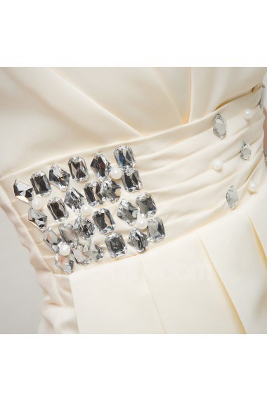 Satin Strapless Short Corset Dress with Crystal