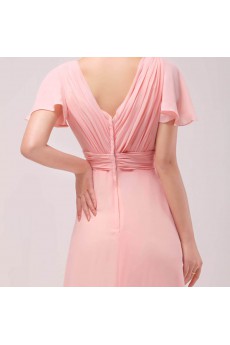 Chiffon V-neck Floor Length Empire Dress with Crystal