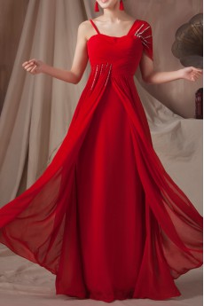 Chiffon Straps Neckline Floor Length Empire Dress with Sequins