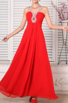 Chiffon V-neck Floor Length A-line Dress with Sequins