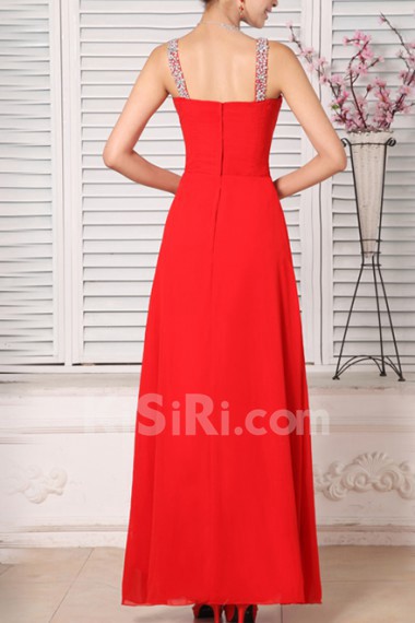 Chiffon V-neck Floor Length A-line Dress with Sequins