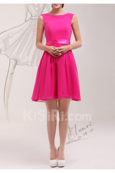 Chiffon Jewel Neckline Short A-line Dress