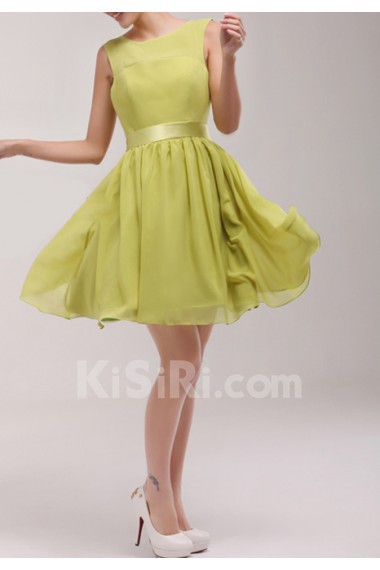 Chiffon Jewel Neckline Short A-line Dress