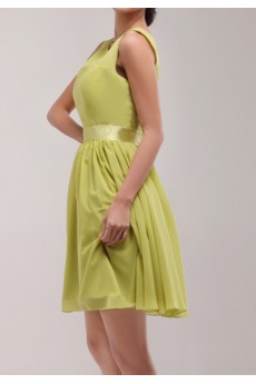 Chiffon Jewel Neckline Short A-line Dress
