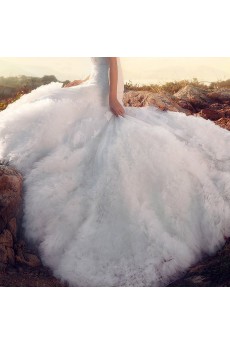 Satin,Net,Tulle Strapless A-line Dress with Embroidery