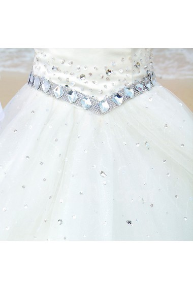 Satin,Tulle,Net Sweetheart A-line Dress with Diamond