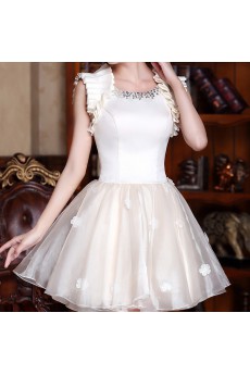 Satin and Net Jewel Dress with Handmade Flowers