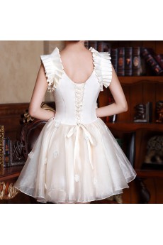 Satin and Net Jewel Dress with Handmade Flowers