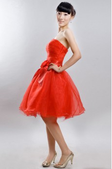 Satin Strapless Dress with 