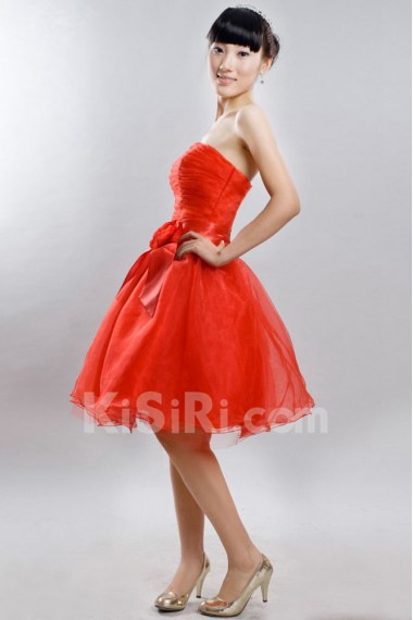 Satin Strapless Dress with 