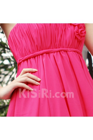 Satin One-shoulder Dress with 