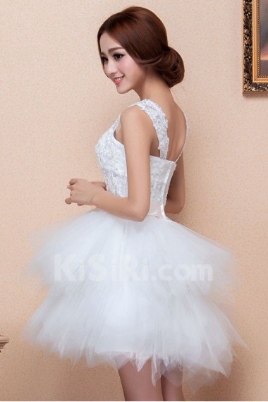 Satin and Lace Spuare Dress with Embroidered
