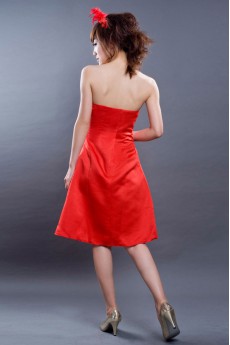 Satin Strapless Dress with Handmade Flowers