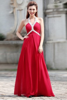 Satin Halter Dress with Diamond