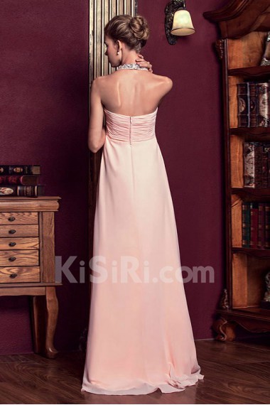 Satin Halter Dress with Diamond