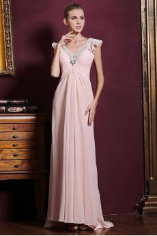 Satin V-neck Dress with Diamond