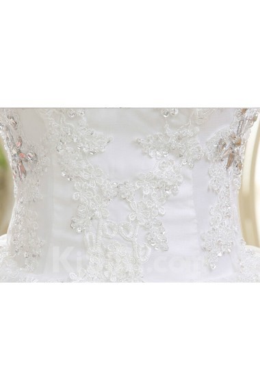 Lace V-Neck Ball Gown Dress with Beading and Sequin