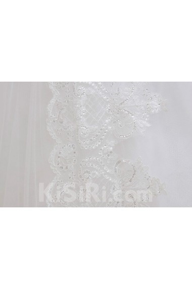 Lace V-Neck Ball Gown Dress with Beading and Sequin