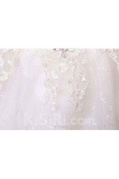 Lace and Tulle Off-the-Shoulder Ball Gown Dress with Beading and Sequin