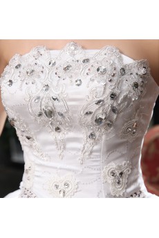 Lace and Tulle Strapless Ball Gown Dress with Beading and Sequin