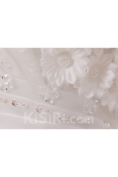 Lace and Tulle Scallop Ball Gown Dress with Handmade Flower
