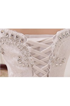 Lace and Tulle Off-the-Shoulder Ball Gown Dress with Beading and Bead