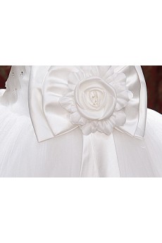 Lace and Tulle Strapless Ball Gown Dress with Bow