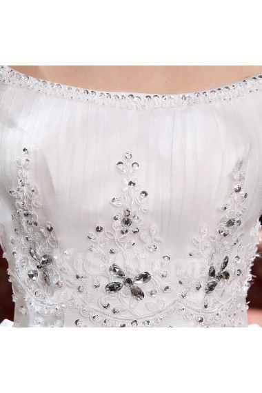 Lace and Tulle off-the-Shoulder Ball Gown Dress with Beading