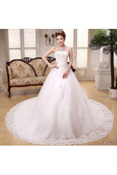 Lace and Tulle sweetheart Ball Gown Dress with Handmade Flower