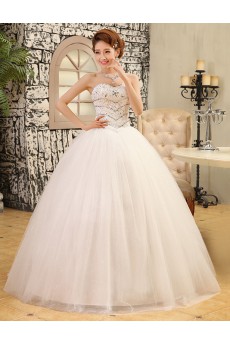 Lace and Tulle Sweetheart Ball Gown Dress with Beading