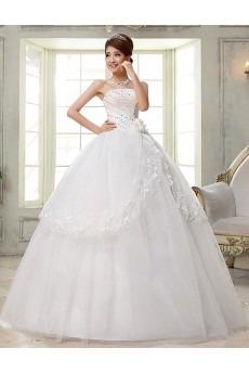 Lace and Tulle Strapless Ball Gown Dress with Sequins