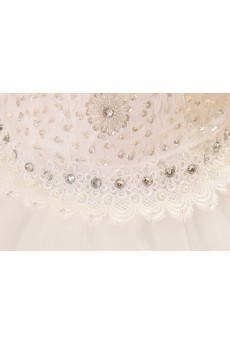 Lace and Tulle V-Neck Ball Gown Dress with Bead
