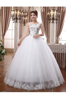 Lace and Tulle One-shoulder Ball Gown Dress with Beading