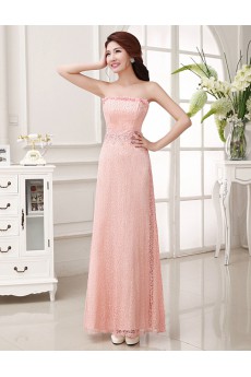 Lace Strapless Column Dress with Bead