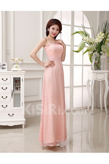 Lace Strapless Column Dress with Bead