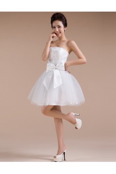 Tulle Strapless Sheath Dress with Bow