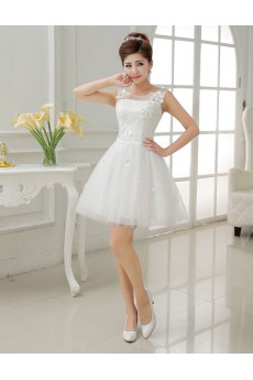 Tulle Scoop Sheath Dress with Handmade Flower