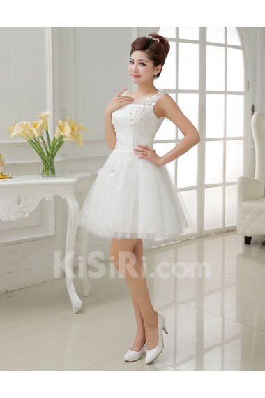 Tulle Scoop Sheath Dress with Handmade Flower