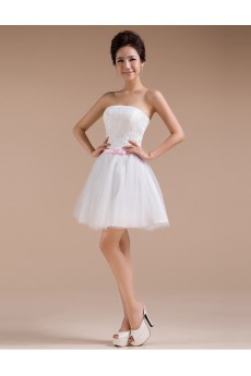 Tulle Strapless Sheath Dress with Embroidery