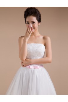 Tulle Strapless Sheath Dress with Embroidery