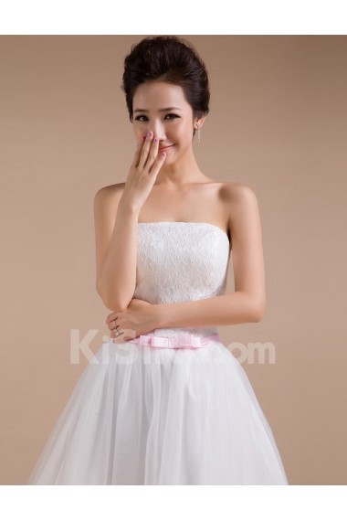 Tulle Strapless Sheath Dress with Embroidery