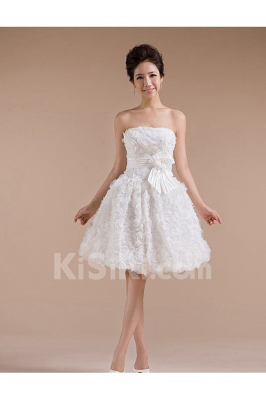 Lace Strapless Sheath Dress with Handmade Flower
