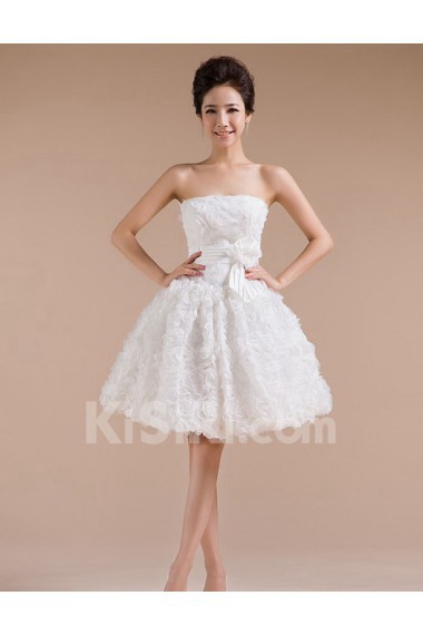 Lace Strapless Sheath Dress with Handmade Flower