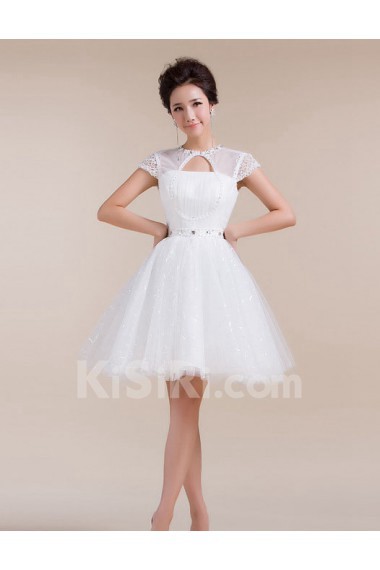 Tulle High-Neck Sheath Dress with Beading and Sequin