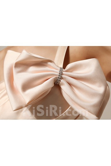 Satin One-shoulder Sheath Dress with Bow